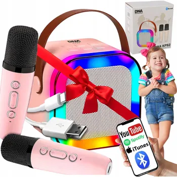 Mikrofon KARAOKE SADA PRO DĚTI BEZDRÁTOVÝ BLUETOOTH REPRODUKTOR + 2 MIKROFONY LED