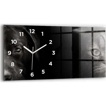 Hodiny Ozdobné nástěnné hodiny s krásnou grafikou, 60x30 cm, motiv: Pes a skotská kočka