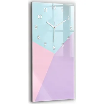 Hodiny Skleněné hodiny moderní velké nástěnné s grafikou tiché pastelový vzor 30x60