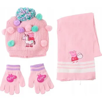 Šála Sada zimní čepice, rukavice a šála s jednorožcem, Prasátko Peppa