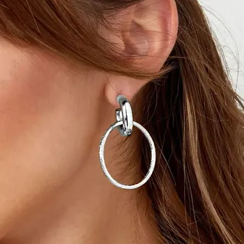 Náušnice Moderní kruhové náušnice z oceli ve stříbrné barvě č. 1531
