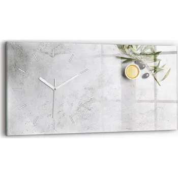 Hodiny Moderní skleněné hodiny s grafikou na zeď 60x30 cm Minimalistické olivy