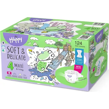jednorázová plena Plenky Bella Baby Happy Soft&Delicate Velikost 4 124 ks