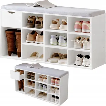 Botník SZAFKA NA BUTY Z SIEDZISKIEM LOFT BIAŁA LAVICE DO PŘEDSÍNĚ MODERNÍ 100CM