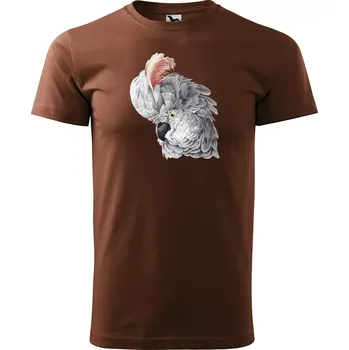 Pánské tričko Sablio Tričko s potiskem Kakadu - hnědé S