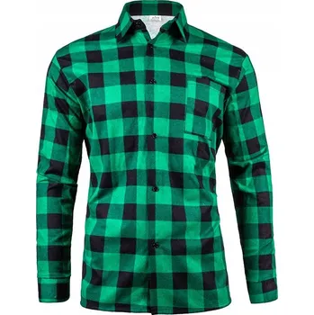 Pánská košile Pánská košile JHK zelená bavlněná klasického střihu s dlouhým rukávem, kostkovaná, velikost L
