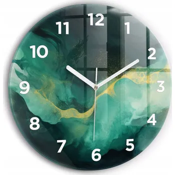 Hodiny Nástěnné hodiny kulatý dekorativní klasické kuchyňské Zelený mramor průměr 30 cm