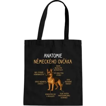 Žertovný předmět Anatomie německého ovčáka - taška s potiskem- Tričkový.cz