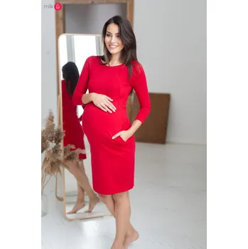 Těhotenské šaty Těhotenské, kojící šaty Milky Way Dress 7/8 Red