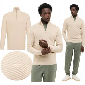 Pánský svetr Pánský svetr Mustang Bavlna Se stojáčkem na zip Everett s logem Béžový vel. L