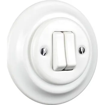 vypínač Elhard Kulatý keramický vypínač s kolébkou č.5, bílý - kompletní