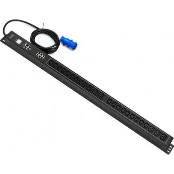 vypínač a zásuvka SMART PDU Napájecí lišta 0U, IEC 60309 16A/250V zástrčka, 18x C13 10A/250V zásuvky, 6x C19 16A/250V, 16A