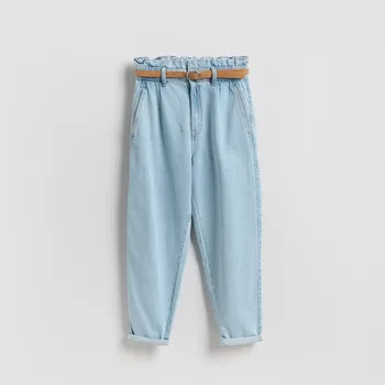 Dámské džíny Reserved - Paperbag džíny s páskem - modrá - 148IL-05J - 148IL-05J-36