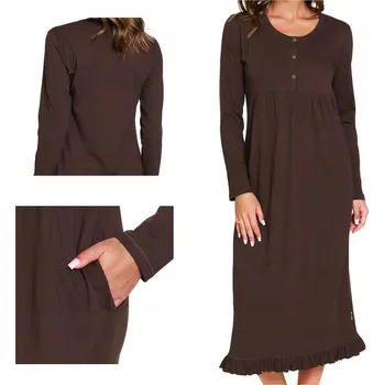 Dámské noční prádlo Doctor Nap Kojicí bavlněná noční košile Coraline dlouhá hnědá XXL