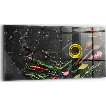 Hodiny Ozdobné nástěnné hodiny s krásnou grafikou, rozměr 60x30 cm - Koření na desce