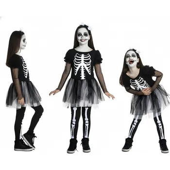 Karnevalový kostým Dětský Kostým "Dívka Kostlivec ", černý, Godan, vel 130-140