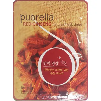 Pleťová maska Puorella Red Ginseng zpevňující plátýnková maska s extraktem z červeného ženšenu, 21 g