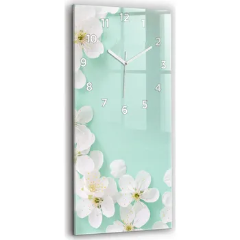 Hodiny Skleněné nástěnné hodiny tiché Kuchyň Kvetoucí jabloň 30x60