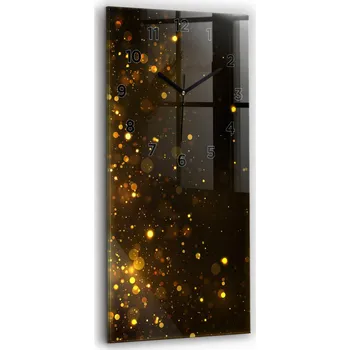 Hodiny Vertikální skleněné nástěnné hodiny do moderního interiéru Zlatý prach 30x60 cm