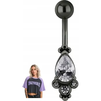 Piercing Piercing do pupíku černý s цирконами navel piercing 1,6/10