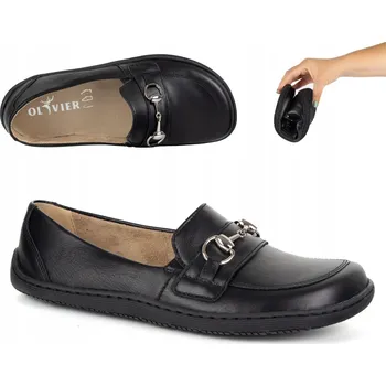 Dámské mokasíny Dámské barefoot mokasíny kožené černé 1288AR flexibilní zdravé boty 39