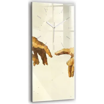 Hodiny Skleněné hodiny s tichým mechanismem, tvrzené sklo, styl loft, nástěnné - Stvoření Adama 30x60 cm