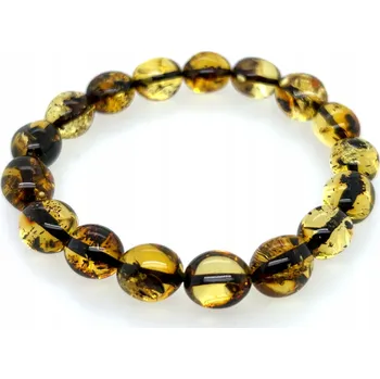 Náramek Bransoletka BURSZTYNOWA na gumce zelený přírodní baltský jantar FILM