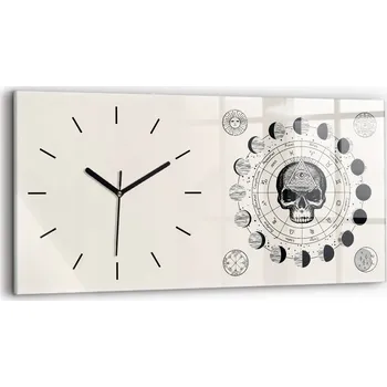 Hodiny Moderní skleněné nástěnné hodiny s potiskem horizontální 60x30 cm Fáze měsíce