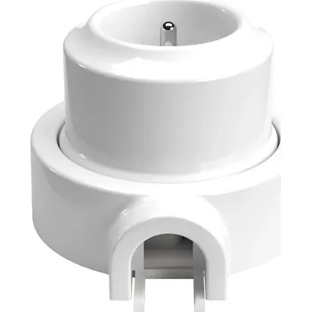 Elektrická zásuvka Ledshopik Porcelánová zásuvka CA TUBES se základnou | 1 výstup | bílá