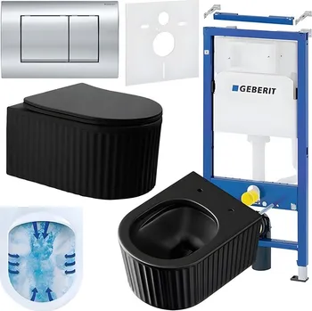 Klozet BPS-koupelny Podomítkový modul Geberit DuoFix s WC mísou LA-MTB-RIM-03 + ovládací tlačítko Delta 30 chrom