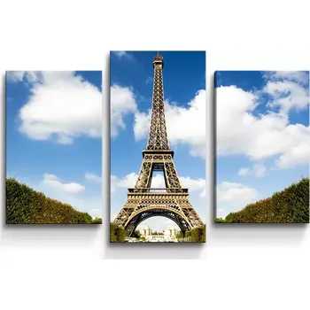 Obraz Sablio Obraz - 3-dílný Eiffelova věž - 75x50 cm