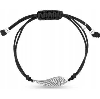 Náramek Stříbrný provázkový náramek s andělským křídlem ryzosti 925 krabička taška