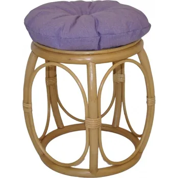 Stolička Axin Trading s.r.o. Ratanová taburetka široká medová polstr fialový melír