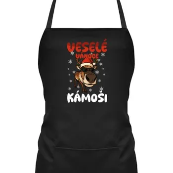 Žertovný předmět Veselé Vánoce, kámoši - zástěra s potiskem- Tričkový.cz