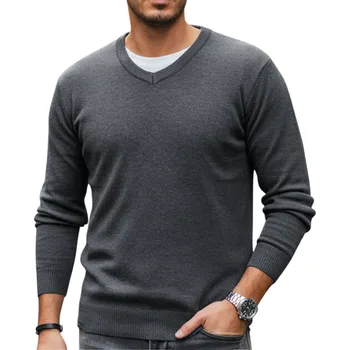 Pánský svetr Pánský svetr s výstřihem do V světle šedý WX2316 - L