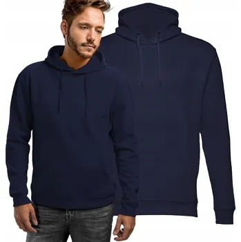 Pánská mikina Módní teplá tepláková mikina klokanka s kapucí námořnická modrá XL