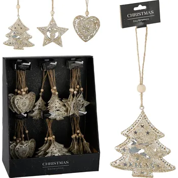 Vánoce KOOPMAN Závěsná dekorace - vánoční motivy 7,5 cm, šampaňské, mix /1ks