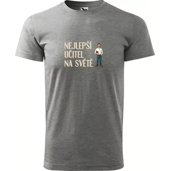 Pánské oblečení Sablio Tričko s potiskem Nejlepší učitel na světě - šedé M