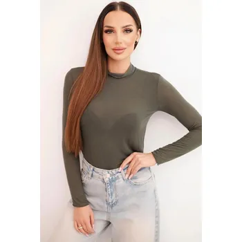 Dámské oblečení Dámská svetr z kašmíru s jemným rolákem a dlouhým rukávem, khaki UNI