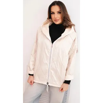 Dámská jarní prošívaná bunda s kapucí a zipem béžová UNI