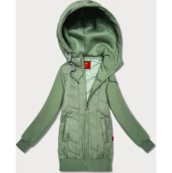 Dámská mikina Dámská mikina v pistáciové barvě z různých materiálů s kapucí Goodlookin (AMG-175) odstíny zelené XXL (44)