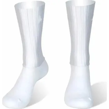 Pánské ponožky BIKEFLOW Aero cyklistické ponožky Whiteline silikonový lem léto BÍLÁ