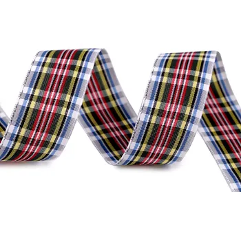Stuha Károvaná stuha šíře 25 mm, velké, 2 multikolor