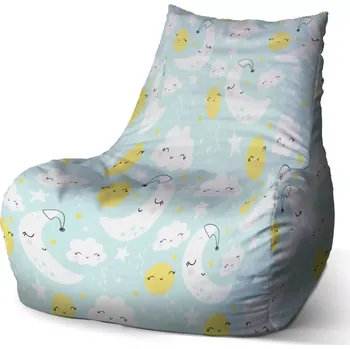 Sedací pytel Sablio Sedací vak Bean Měsíce, slunce a mráčky: 100 x 90 x 45 cm