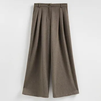 Reserved - Kalhoty s příměsí viskózy - tmavě hnědá - 172IS-89X - 172IS-89X-XXL