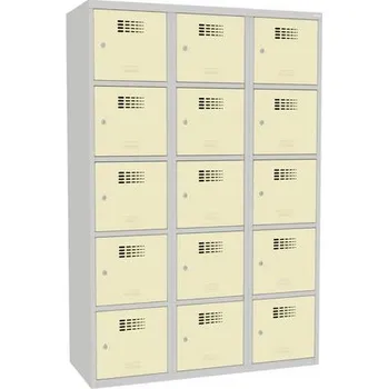 Šatní skříň Svařovaná šatní skříň Adam, 15 boxů, cylindrický zámek šedá/béžová