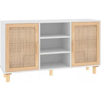 Příborník do zásuvky Příborník, bílý, 105x30x60 cm, masivní borovice a přírodní ratan