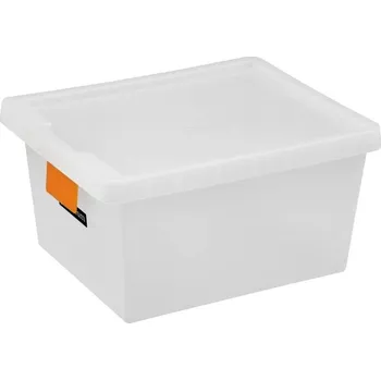 Úložný box Krabice s víkem bílá, průhledný