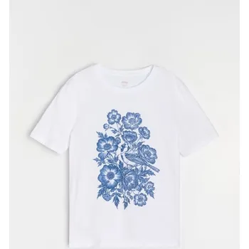 Sinsay - Bavlněné oversize tričko s potiskem - bílá - 043HB-00J - 043HB-00J-M