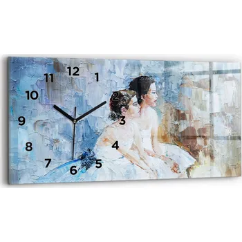 Hodiny Moderní skleněné nástěnné hodiny s potiskem 60 cm x 30 cm Mladé baleríny